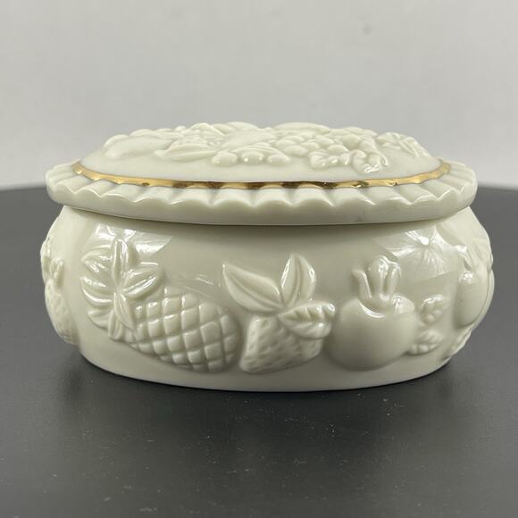 1998 Lenox The Fruits of Life KEEPSAKE TRINKET BOX 24K Gold Trim - Picture 1 of 8
